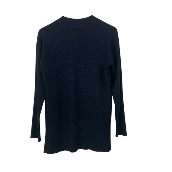 Theory‎  Open Front Cardigan Size Small Black Rib Knit Viscose Blend Pockets - Picture 2 of 5